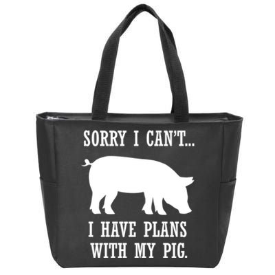 Plans With My Pig Ironic Farmer Pork Gift Zip Tote Bag