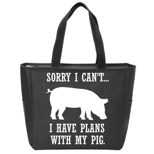 Plans With My Pig Ironic Farmer Pork Gift Zip Tote Bag
