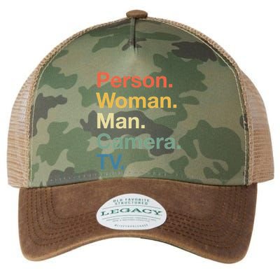 Person Woman Man Camera Tv Cognitive Test Usa 2020 Legacy Tie Dye Trucker Hat