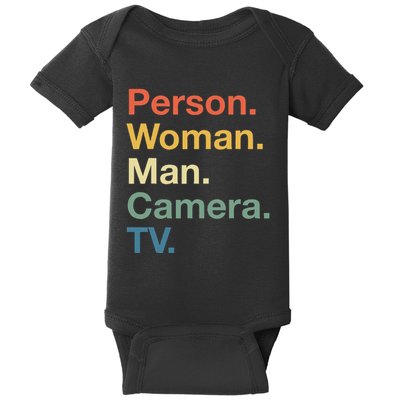 Person Woman Man Camera Tv Cognitive Test Usa 2020 Baby Bodysuit