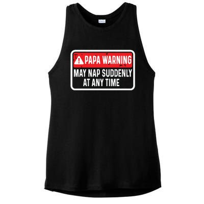 Papa Warning May Nap Suddenly At Any Time For Fathers Day Ladies PosiCharge Tri-Blend Wicking Tank