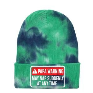 Papa Warning May Nap Suddenly At Any Time For Fathers Day Tie Dye 12in Knit Beanie