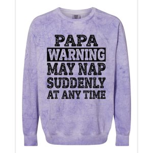 Papa Warning May Nap Suddenly At Any Time Grandpa Cute Colorblast Crewneck Sweatshirt