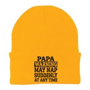 Papa Warning May Nap Suddenly At Any Time Grandpa Cute Knit Cap Winter Beanie