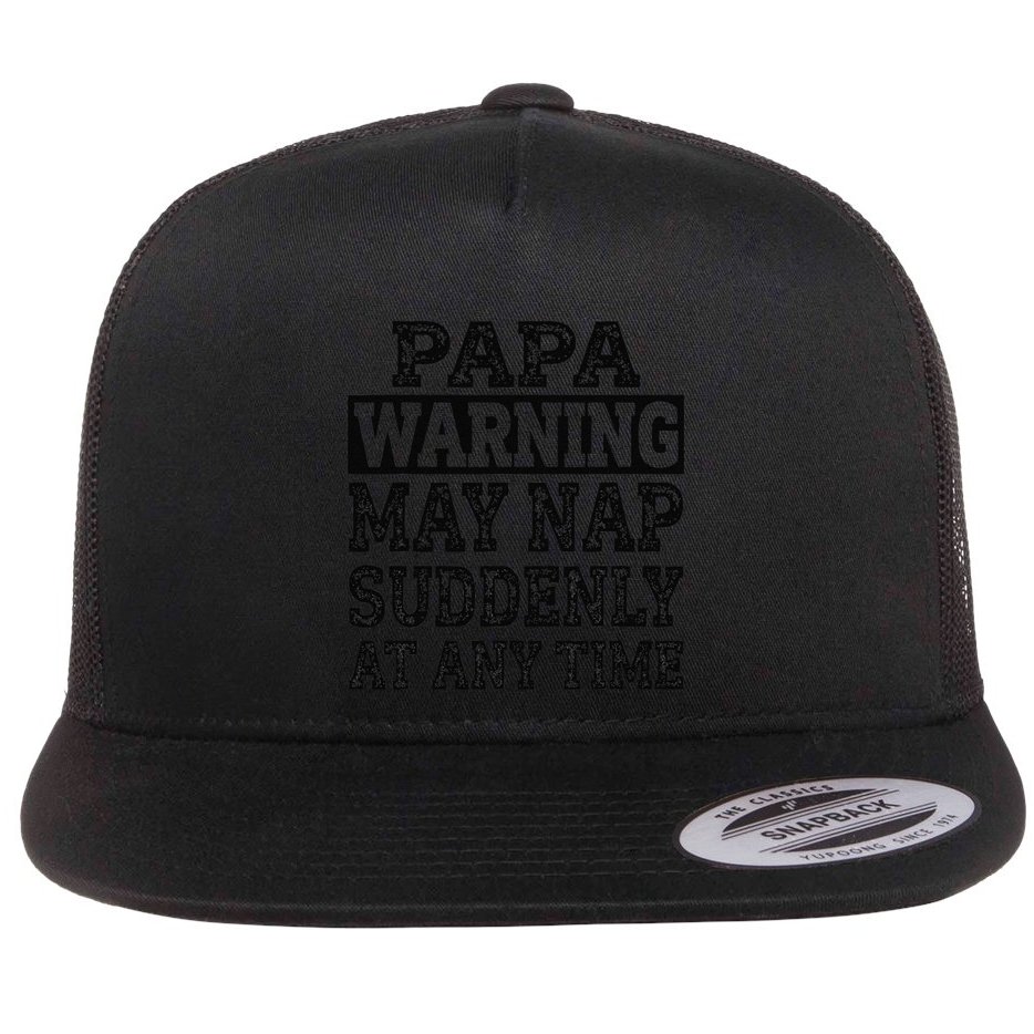 Papa Warning May Nap Suddenly At Any Time Grandpa Cute Flat Bill Trucker Hat