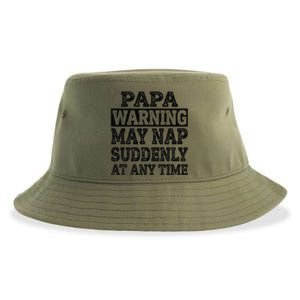 Papa Warning May Nap Suddenly At Any Time Grandpa Cute Sustainable Bucket Hat