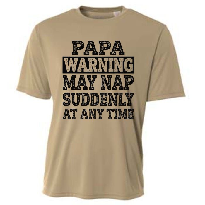 Papa Warning May Nap Suddenly At Any Time Grandpa Cute Cooling Performance Crew T-Shirt