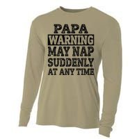 Papa Warning May Nap Suddenly At Any Time Grandpa Cute Cooling Performance Long Sleeve Crew