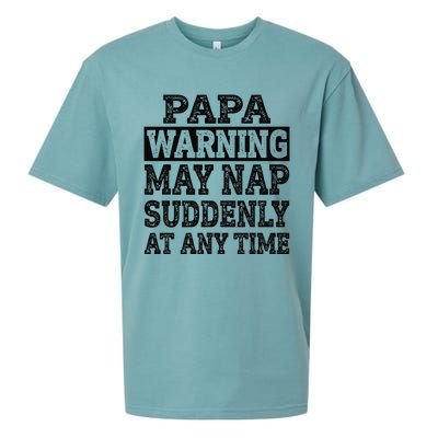 Papa Warning May Nap Suddenly At Any Time Grandpa Cute Sueded Cloud Jersey T-Shirt