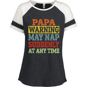 Papa Warning May Nap Suddenly At Any Time Grandpa Gift Enza Ladies Jersey Colorblock Tee