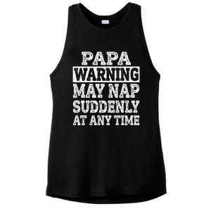 Papa Warning May Nap Suddenly At Any Time Grandpa Ladies PosiCharge Tri-Blend Wicking Tank