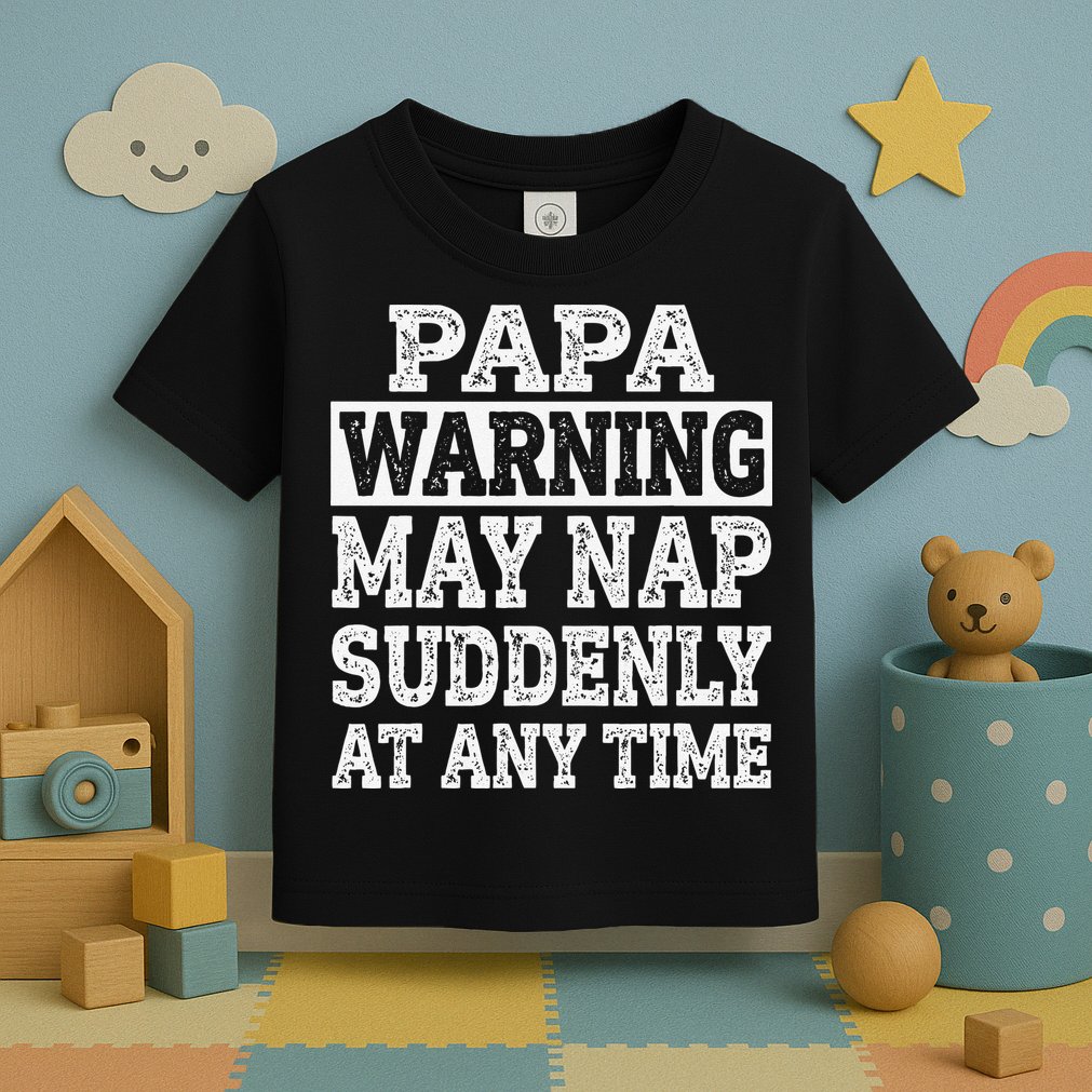 Papa Warning May Nap Suddenly At Any Time Grandpa Toddler T-Shirt