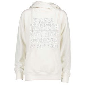 Papa Warning May Nap Suddenly At Any Time Grandpa Womens Funnel Neck Pullover Hood