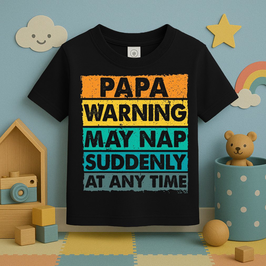 Papa Warning May Nap Suddenly At Any Time Vintage Father Day Toddler T-Shirt