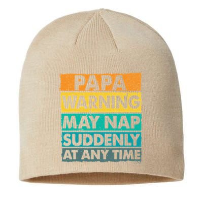 Papa Warning May Nap Suddenly At Any Time Vintage Father Day Sustainable Beanie