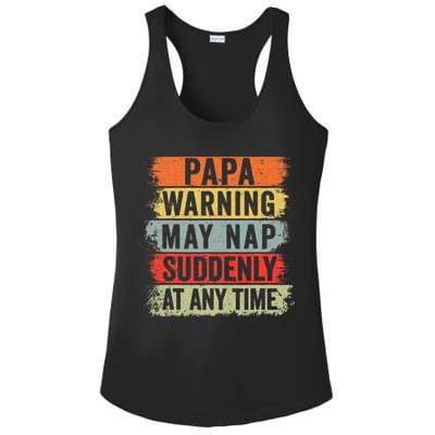 Papa Warning May Nap Suddenly At Any Time Ladies PosiCharge Competitor Racerback Tank