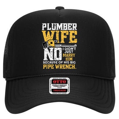 Plumbers Wife Marriage For Anniversary Funny Plumber High Crown Mesh Back Trucker Hat