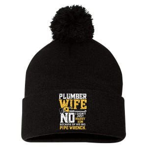 Plumbers Wife Marriage For Anniversary Funny Plumber Pom Pom 12in Knit Beanie