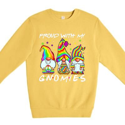 Proud With My Gnomies Lgbt Q Gnomes Gay Bi Sexual Pride Ally Funny Gift Premium Crewneck Sweatshirt