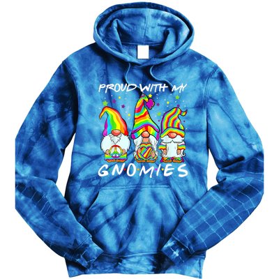 Proud With My Gnomies Lgbt Q Gnomes Gay Bi Sexual Pride Ally Funny Gift Tie Dye Hoodie