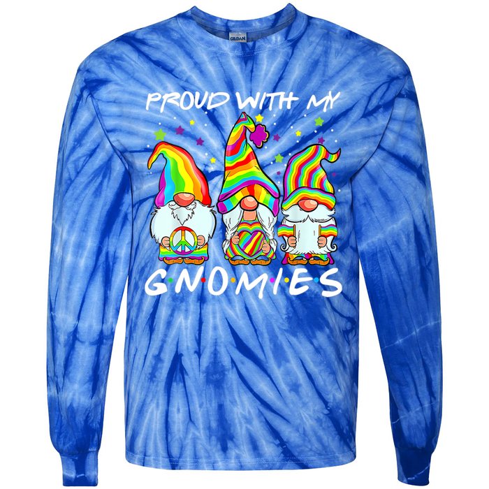 Proud With My Gnomies Lgbt Q Gnomes Gay Bi Sexual Pride Ally Funny Gift Tie-Dye Long Sleeve Shirt