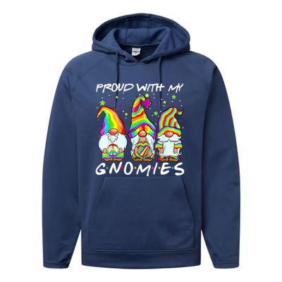 Proud With My Gnomies Lgbt Q Gnomes Gay Bi Sexual Pride Ally Funny Gift Performance Fleece Hoodie