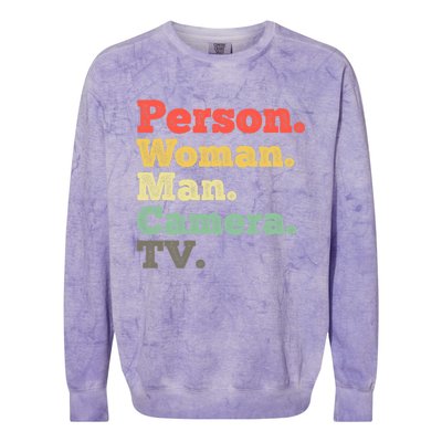 Person Woman Man Camera TV Retro Vintage Colorblast Crewneck Sweatshirt