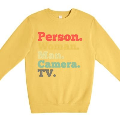 Person Woman Man Camera TV Retro Vintage Premium Crewneck Sweatshirt