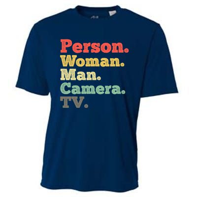 Person Woman Man Camera TV Retro Vintage Cooling Performance Crew T-Shirt