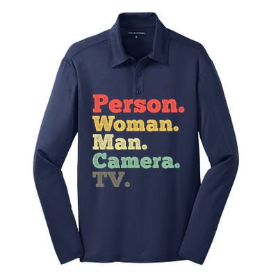 Person Woman Man Camera TV Retro Vintage Silk Touch Performance Long Sleeve Polo