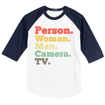 Person Woman Man Camera TV Retro Vintage Baseball Sleeve Shirt