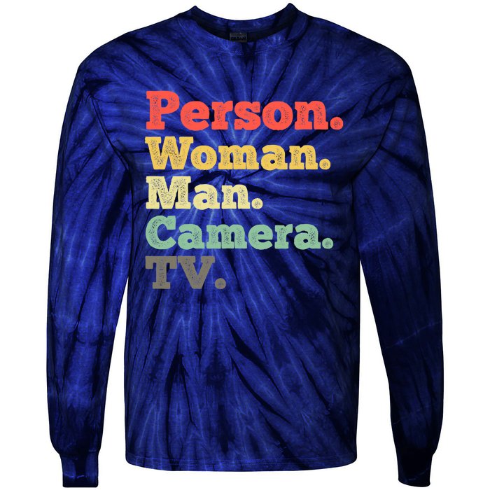 Person Woman Man Camera TV Retro Vintage Tie-Dye Long Sleeve Shirt