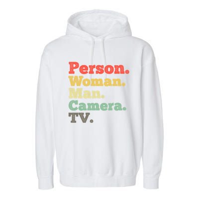 Person Woman Man Camera TV Retro Vintage Garment-Dyed Fleece Hoodie