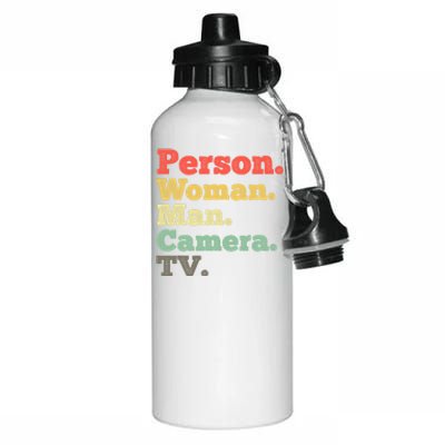 Person Woman Man Camera TV Retro Vintage Aluminum Water Bottle