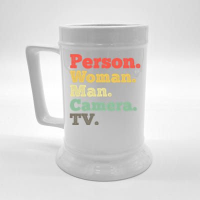 Person Woman Man Camera TV Retro Vintage Beer Stein