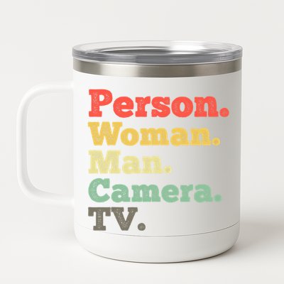 Person Woman Man Camera TV Retro Vintage 12 oz Stainless Steel Tumbler Cup