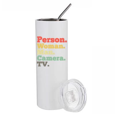 Person Woman Man Camera TV Retro Vintage Stainless Steel Tumbler