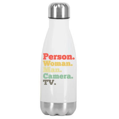 Person Woman Man Camera TV Retro Vintage Stainless Steel Insulated Water Bottle