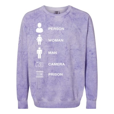 Person, Woman, Man, Camera, PRISON Design Colorblast Crewneck Sweatshirt