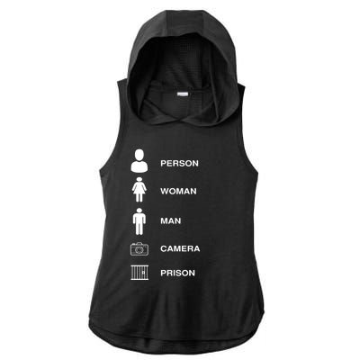 Person, Woman, Man, Camera, PRISON Design Ladies PosiCharge Tri-Blend Wicking Draft Hoodie Tank