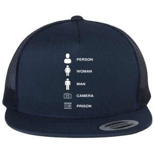 Person, Woman, Man, Camera, PRISON Design Flat Bill Trucker Hat