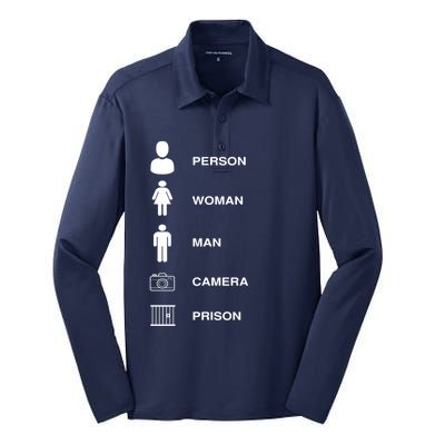 Person, Woman, Man, Camera, PRISON Design Silk Touch Performance Long Sleeve Polo