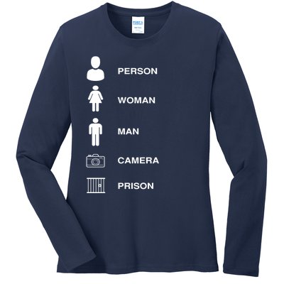 Person, Woman, Man, Camera, PRISON Design Ladies Long Sleeve Shirt