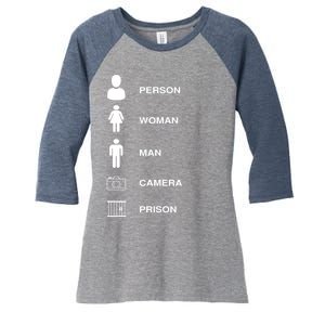 Person, Woman, Man, Camera, PRISON Design Women's Tri-Blend 3/4-Sleeve Raglan Shirt