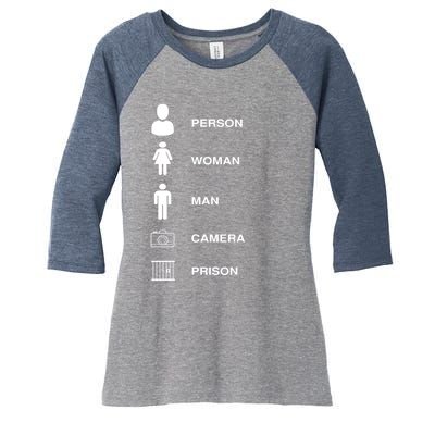 Person, Woman, Man, Camera, PRISON Design Women's Tri-Blend 3/4-Sleeve Raglan Shirt