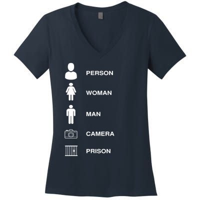 Person, Woman, Man, Camera, PRISON Design Women's V-Neck T-Shirt