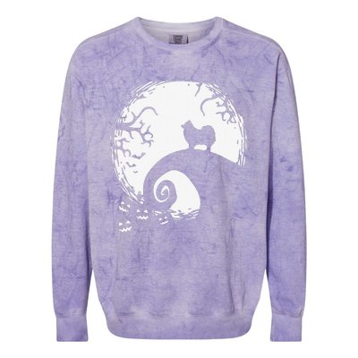 Pomeranian With Moon Halloween Colorblast Crewneck Sweatshirt