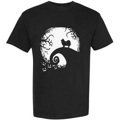 Pomeranian With Moon Halloween Garment-Dyed Heavyweight T-Shirt