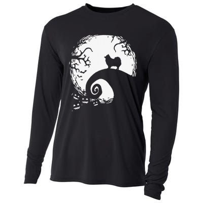 Pomeranian With Moon Halloween Cooling Performance Long Sleeve Crew