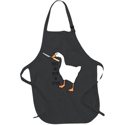 Peace Was Never An Option Funny Untitled Goose Game Full-Length Apron With Pockets